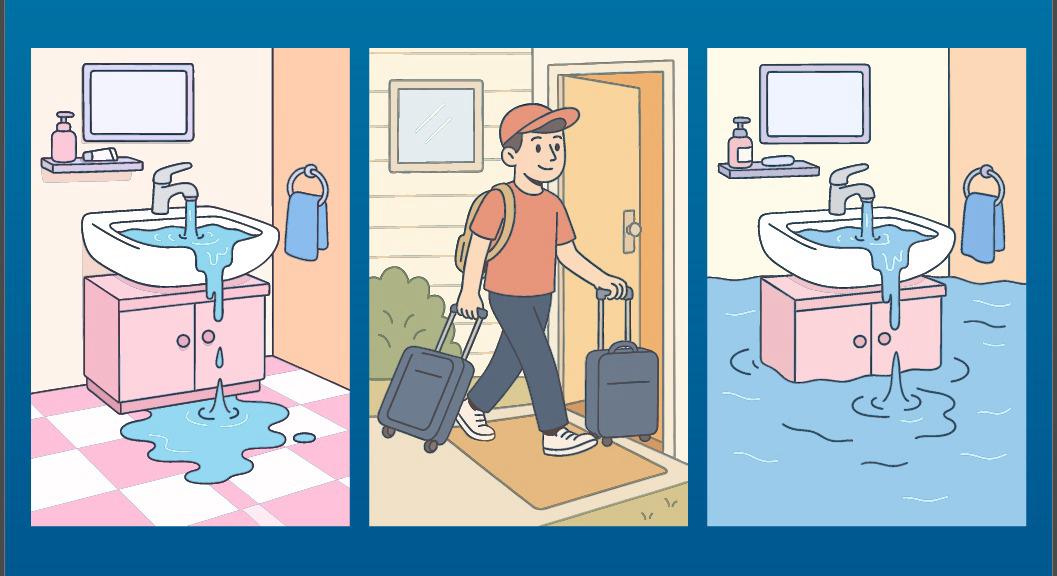 Ejemplo real: salir de casa y regresar con una fuga